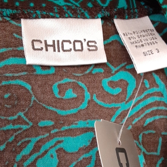 Chico's Teal and Brown Abstract Swirl Top - Picture 2 of 5